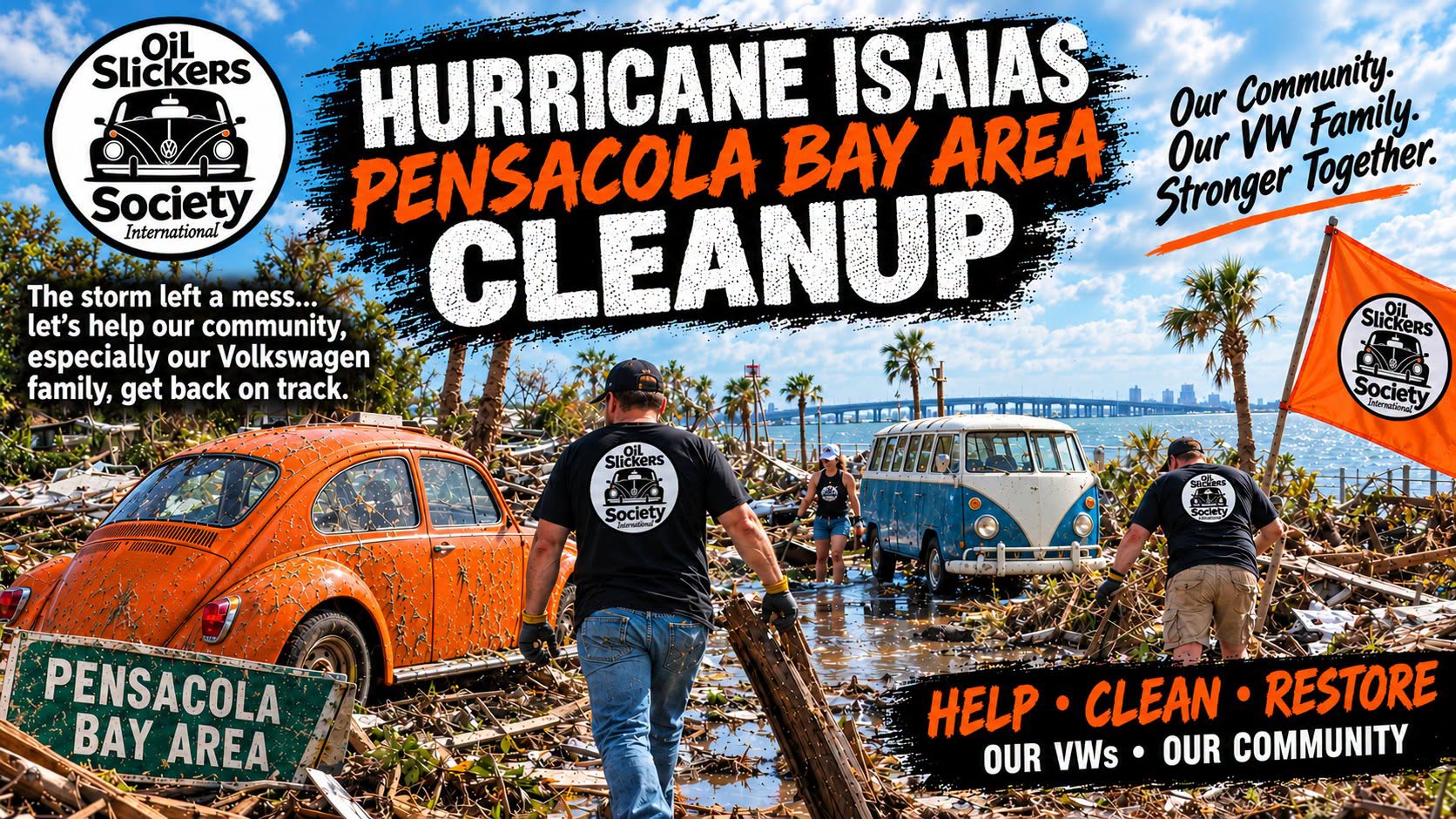 Flyer for Hurricane Isaias Pensacola Bay Area Cleanup
