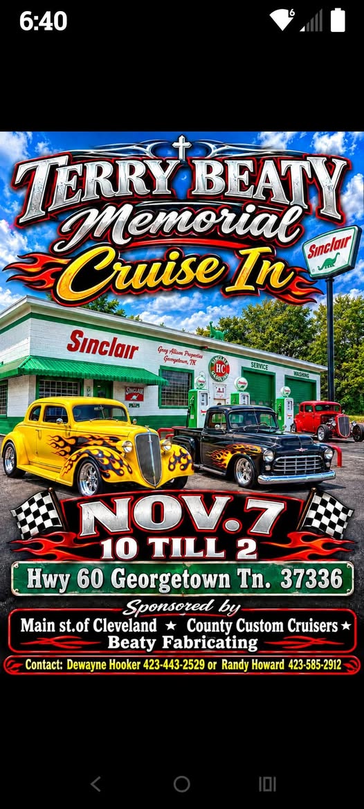 Flyer for Terry Beatty Memorial Cruise In