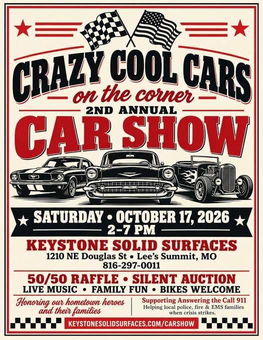 Flyer for Crazy Cool Cars on the Corner 2nd Annual Car Show