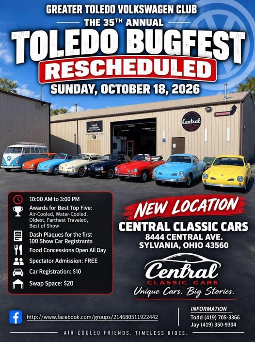 Flyer for Greater Toledo Volkswagen Club 35th Annual Toledo BugFest