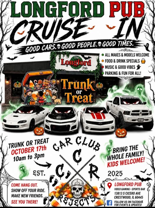 Flyer for Longford Pub Cruise-In