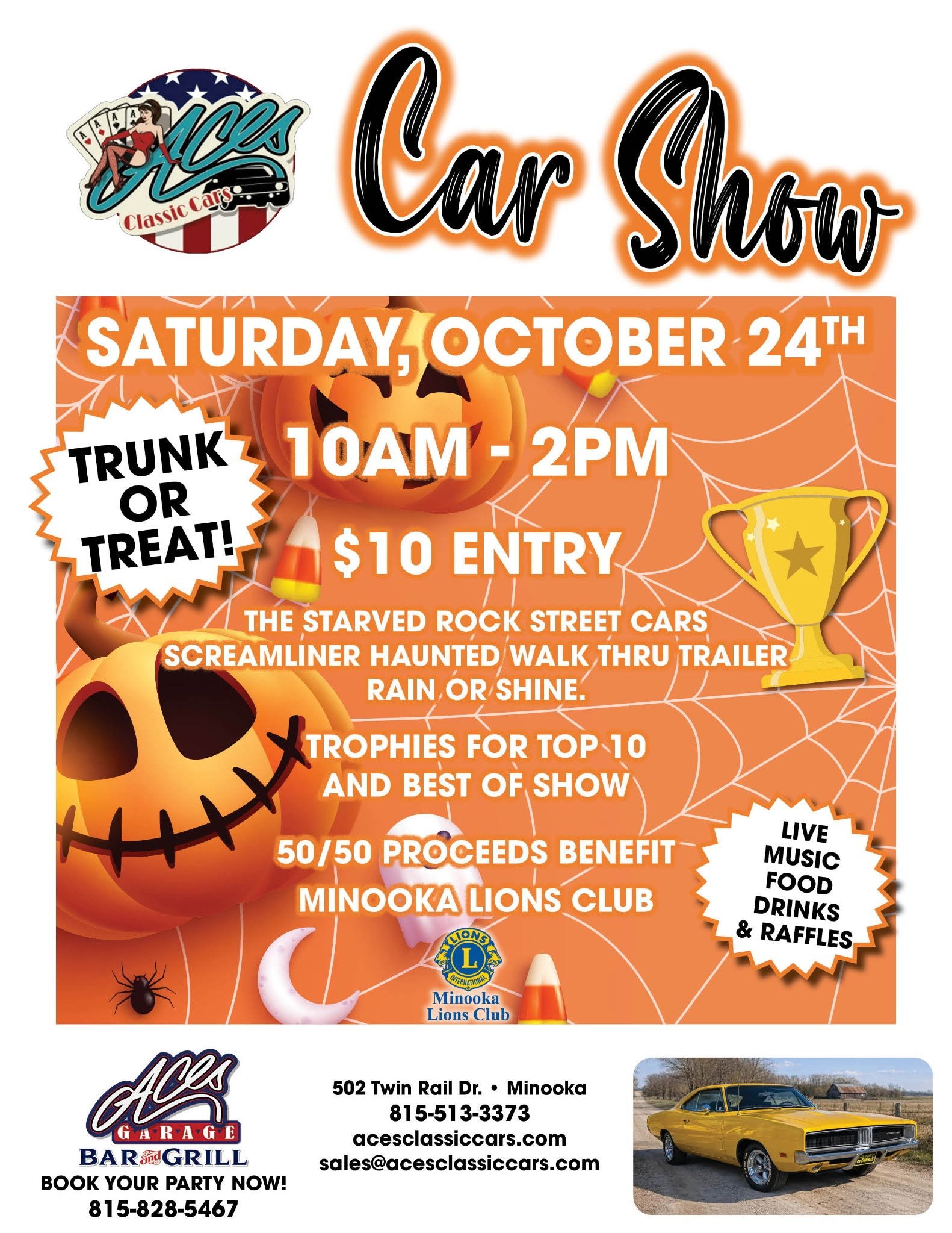 Flyer for Aces Classic Cars Trunk or Treat Car Show