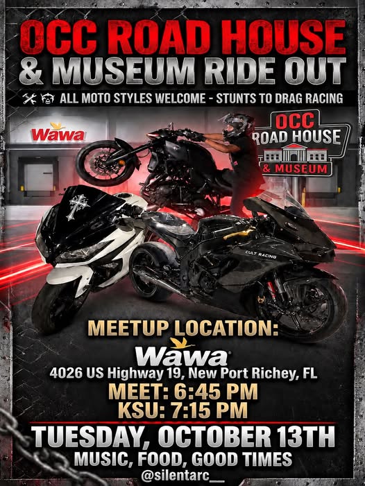 Flyer for OCC Road House & Museum Ride Out