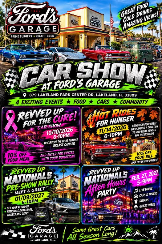 Flyer for Car Show at Ford's Garage