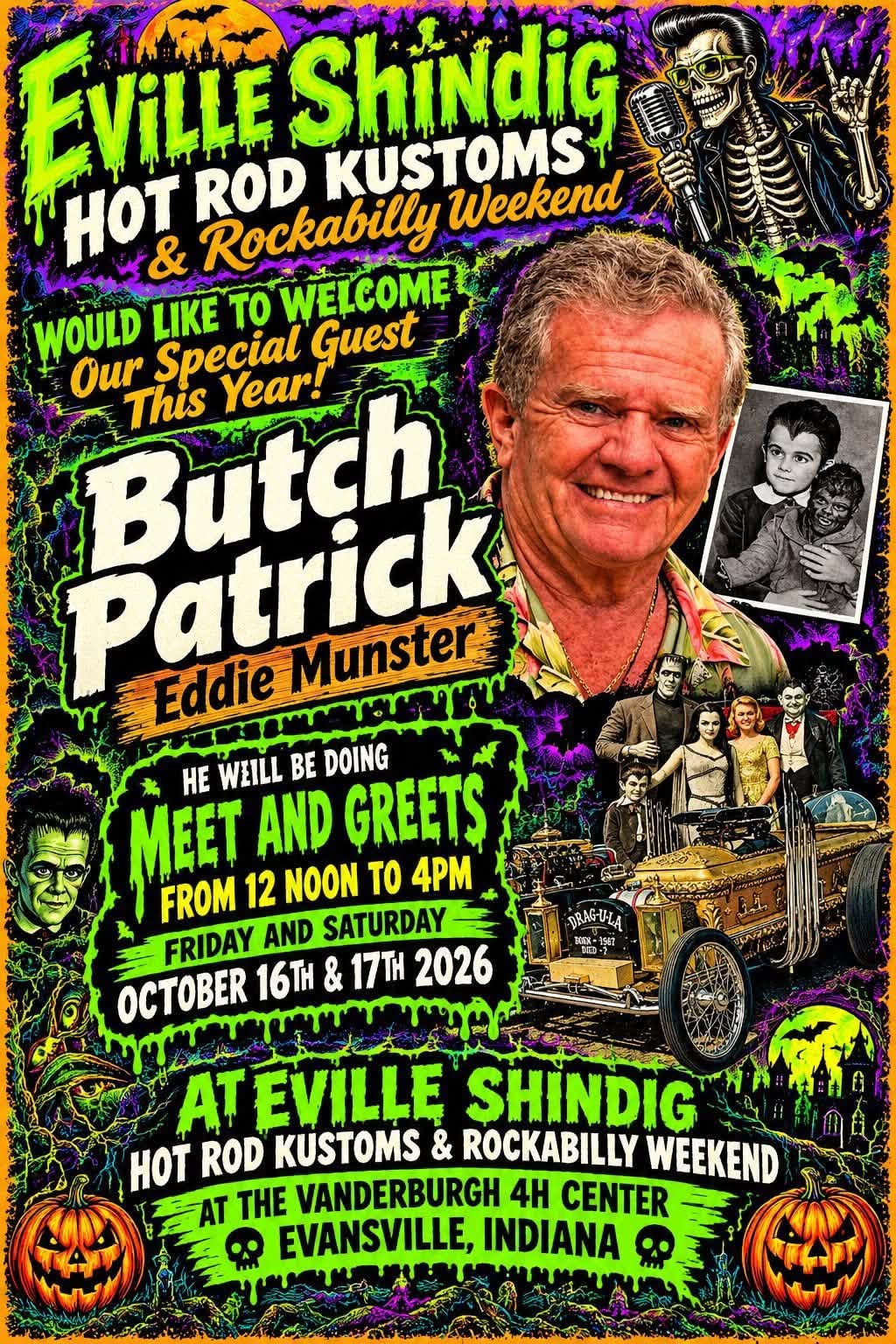 Flyer for Eville Shindig Hot Rod Kustoms & Rockabilly Weekend