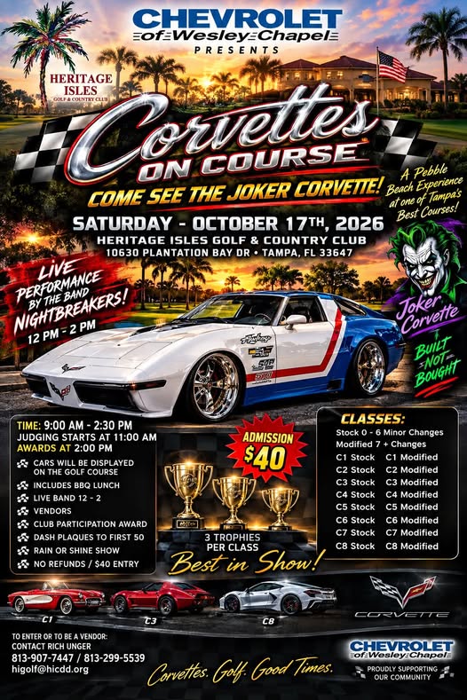 Flyer for Chevrolet of Wesley-Chapel Corvettes on Course