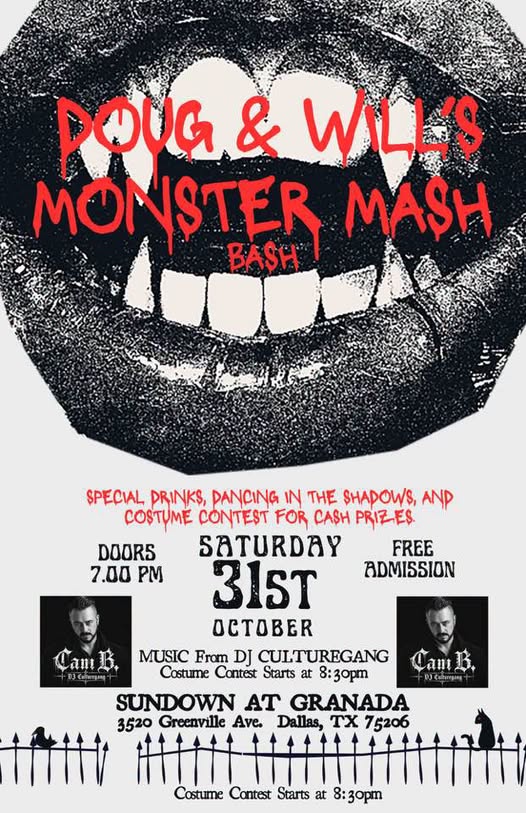 Flyer for Doug & Will's Monster Mash Bash