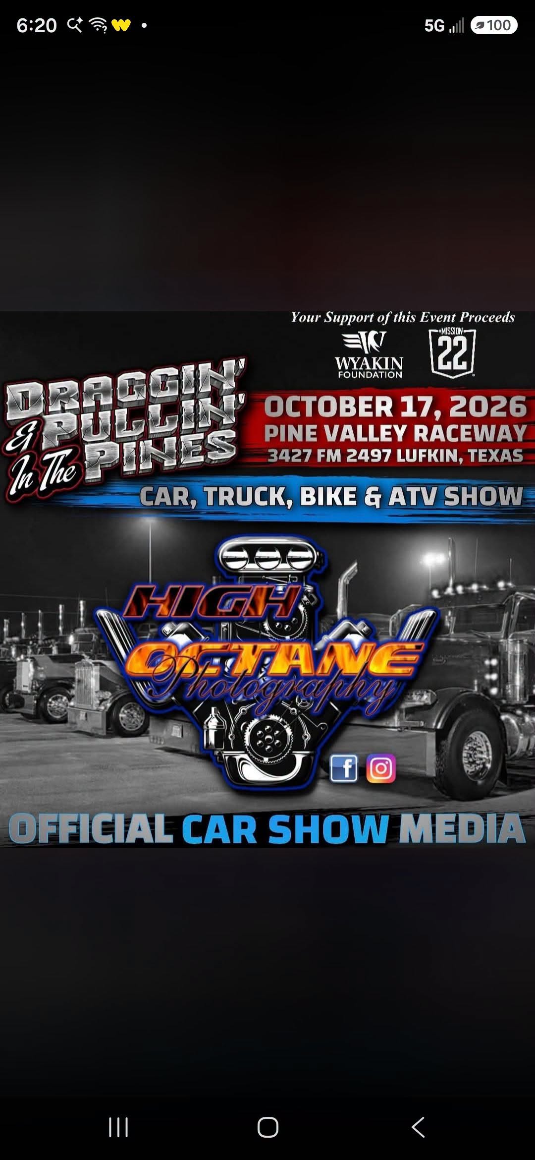 Flyer for Draggin' in The Pines Car, Truck, Bike & ATV Show