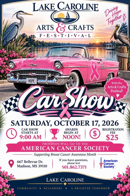 Flyer for Lake Caroline Arts & Crafts Festival Car Show