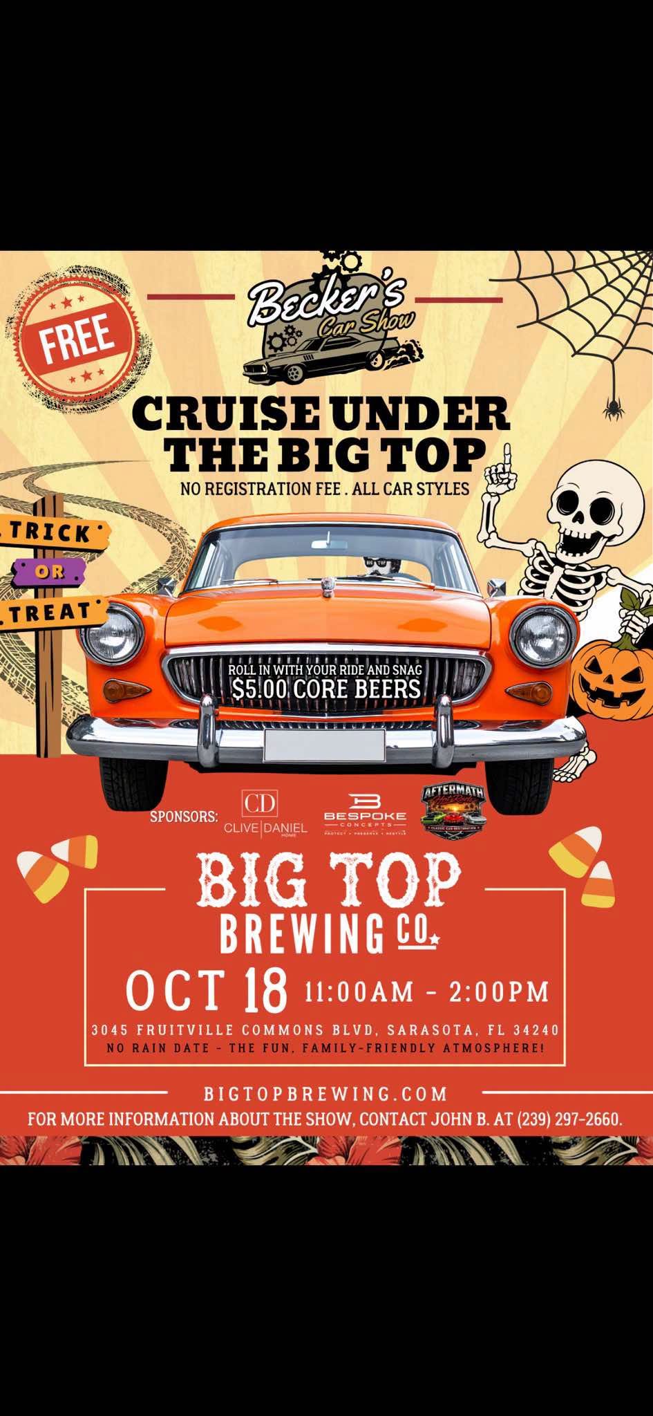 Flyer for Becker's Car Show Cruise Under the Big Top
