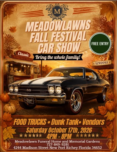 Flyer for Meadowlawns Fall Festival Car Show
