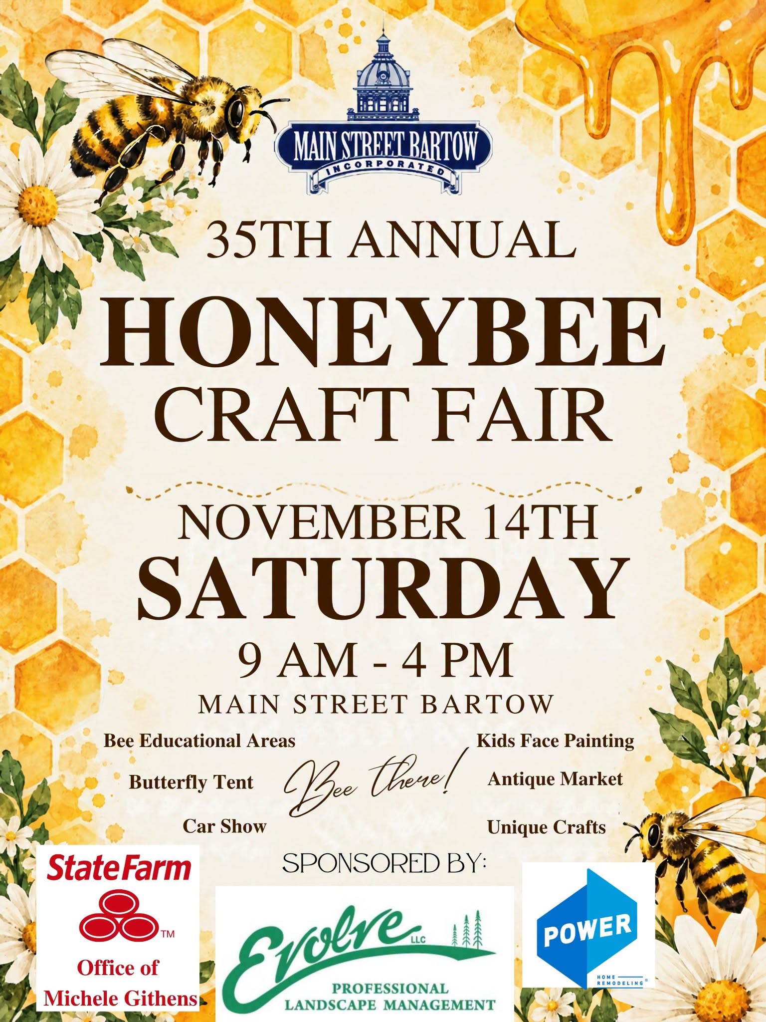 Flyer for Main Street Bartow 35th Annual Honeybee Craft Fair