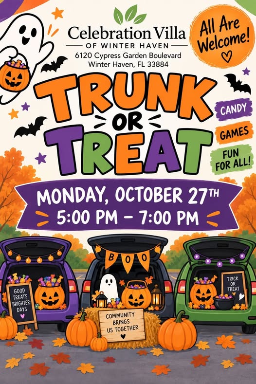 Flyer for Celebration Villa of Winter Haven Trunk or Treat