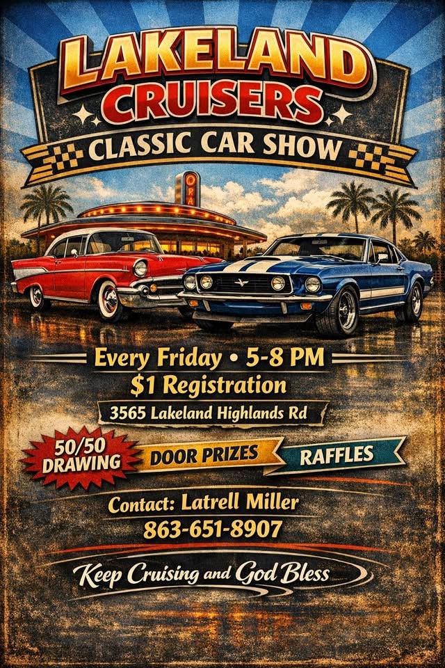 Flyer for Lakeland Cruisers Classic Car Show