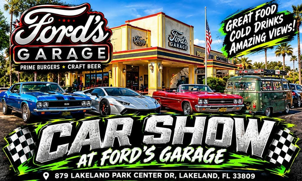 Flyer for Car Show at Ford's Garage