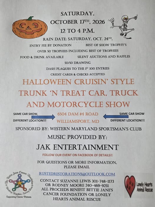 Flyer for Halloween Cruisin' Style Trunk 'n Treat Car, Truck and Motorcycle Show