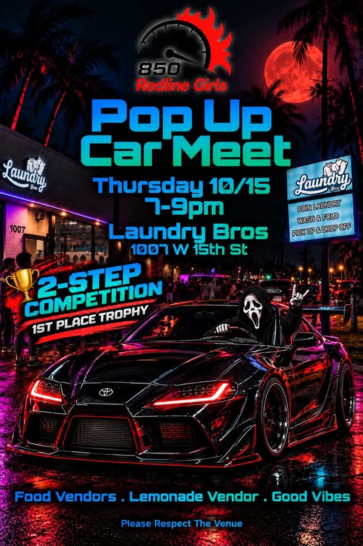 Flyer for 850 Redline Girls Pop Up Car Meet