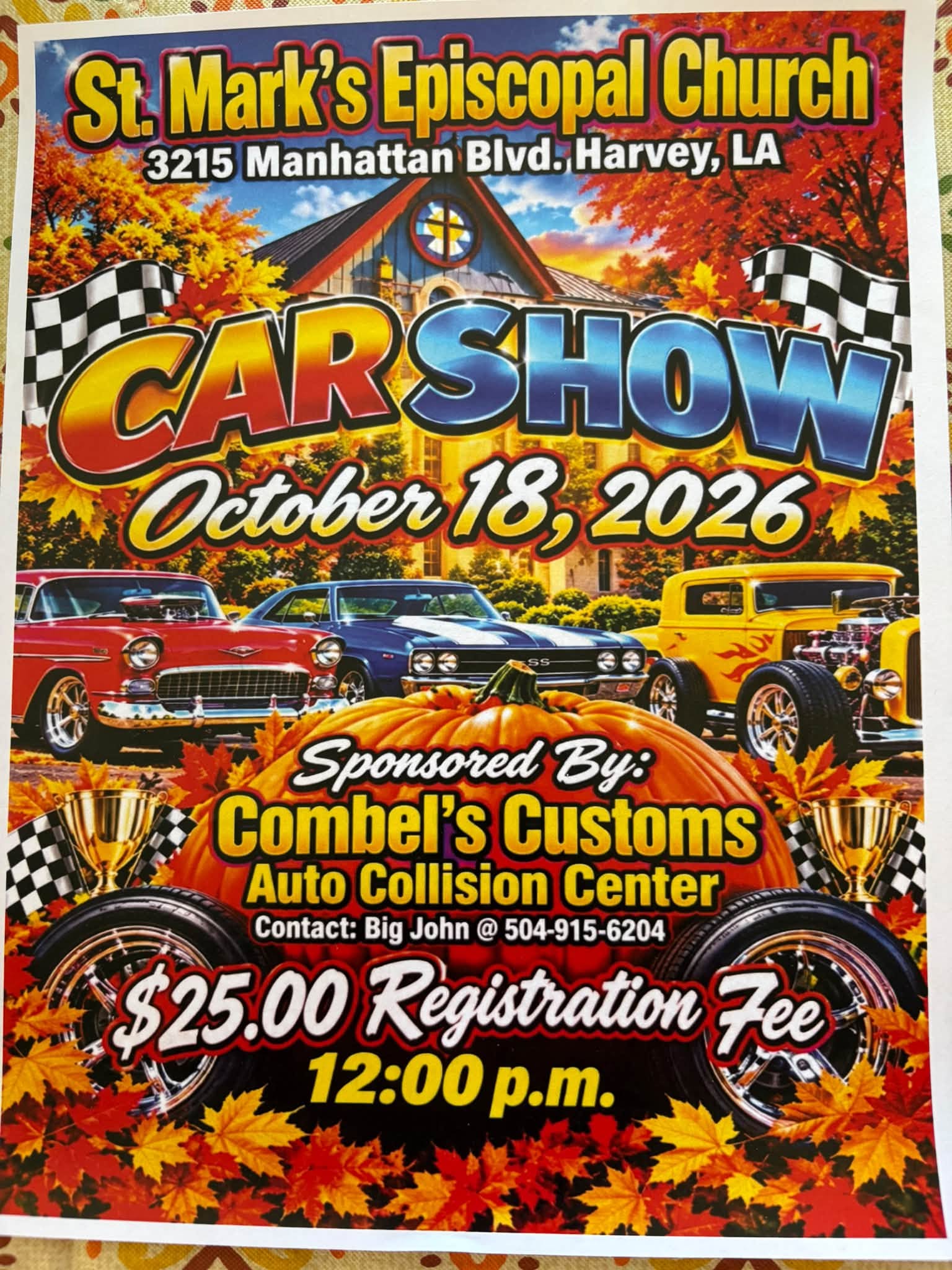 Flyer for St. Mark's Episcopal Church Car Show
