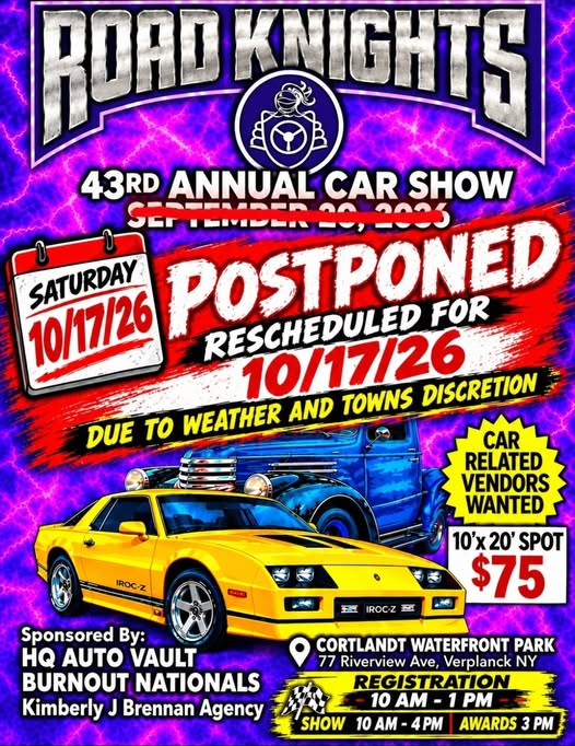 Flyer for Road Knights 43rd Annual Car Show