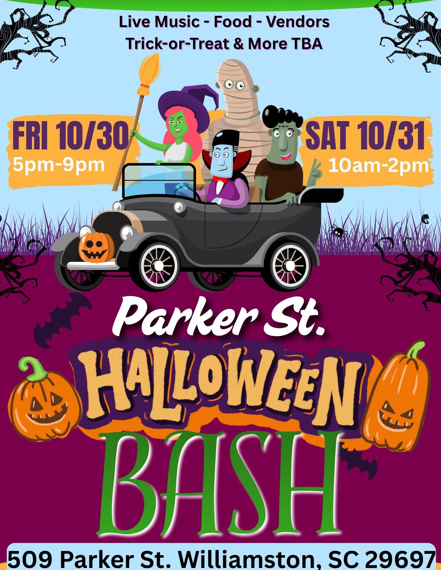 Flyer for Parker St. Halloween Bash