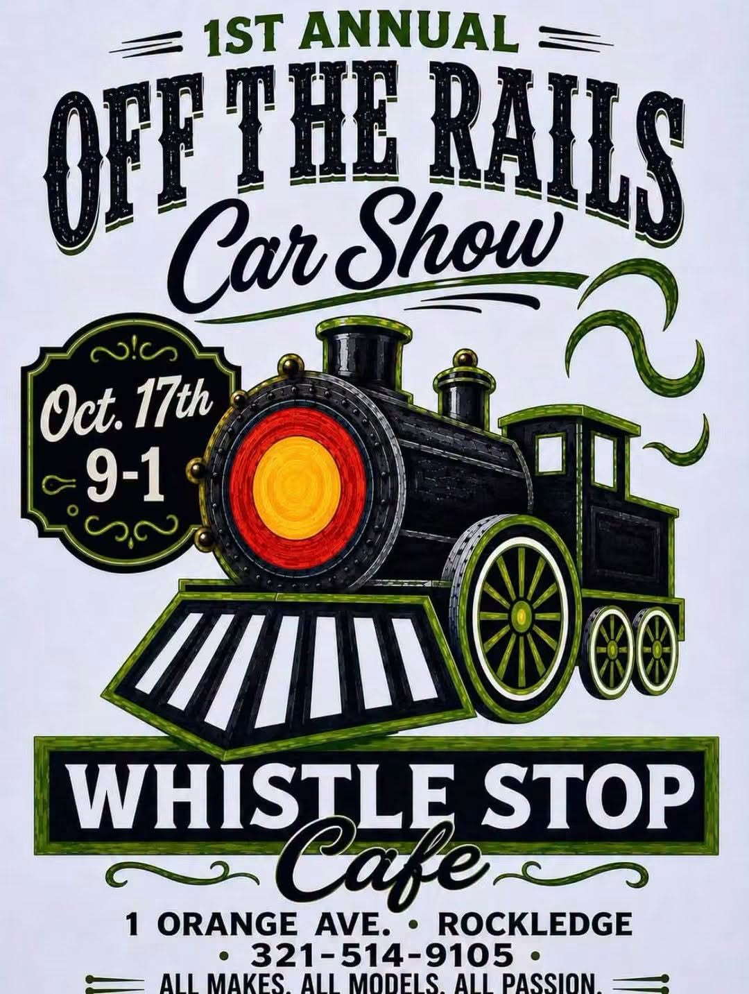 Flyer for 1st Annual Off The Rails Car Show