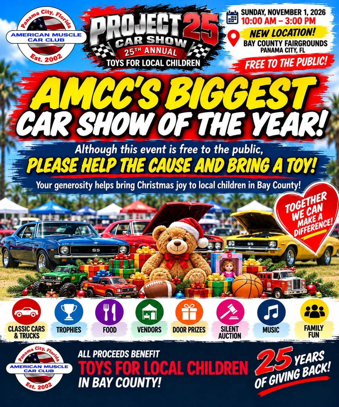Flyer for Project 25 Car Show - Toys for Local Children
