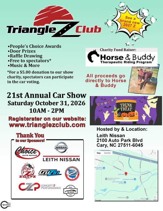 Flyer for Triangle Z Club 21st Annual Car Show