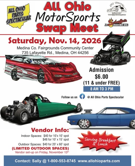 Flyer for All Ohio MotorSports Swap Meet