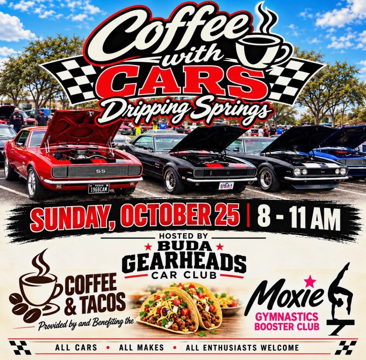 Flyer for Coffee with Cars Dripping Springs