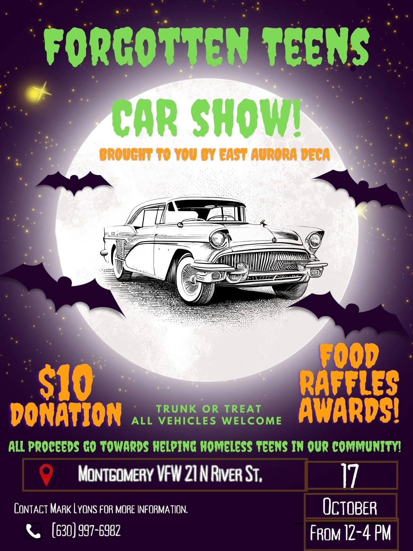 Flyer for Forgotten Teens Car Show