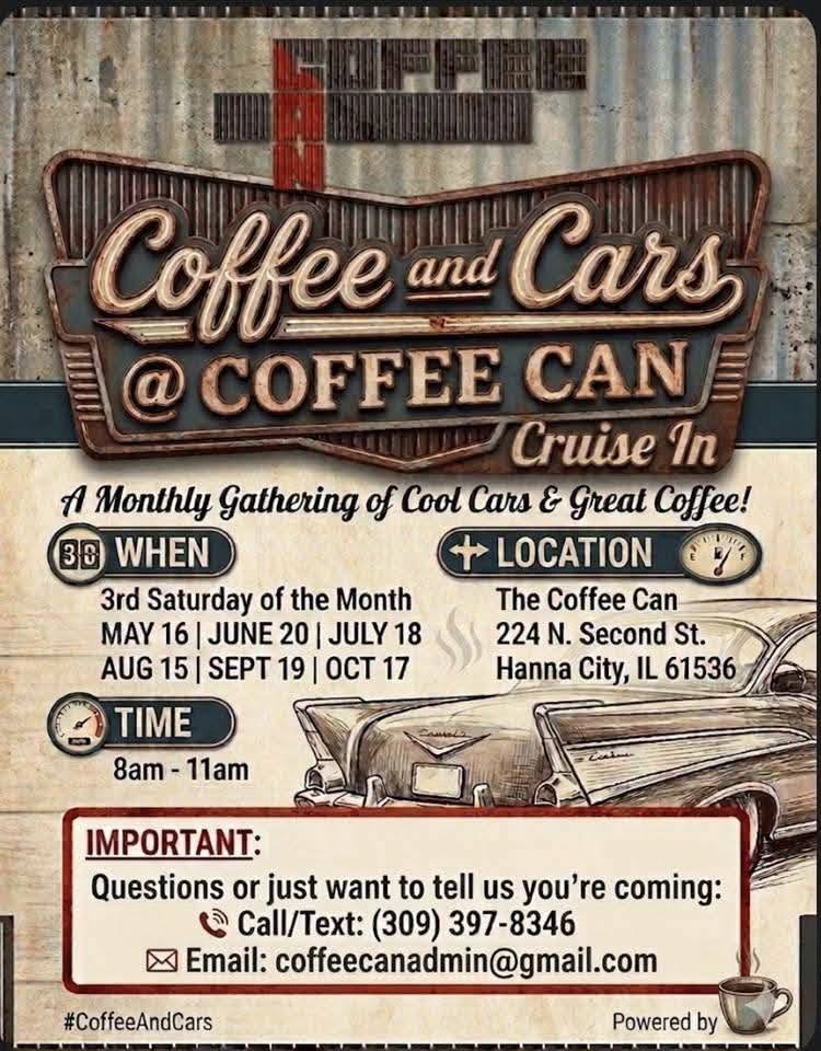 Flyer for Coffee and Cars @ Coffee Can Cruise In