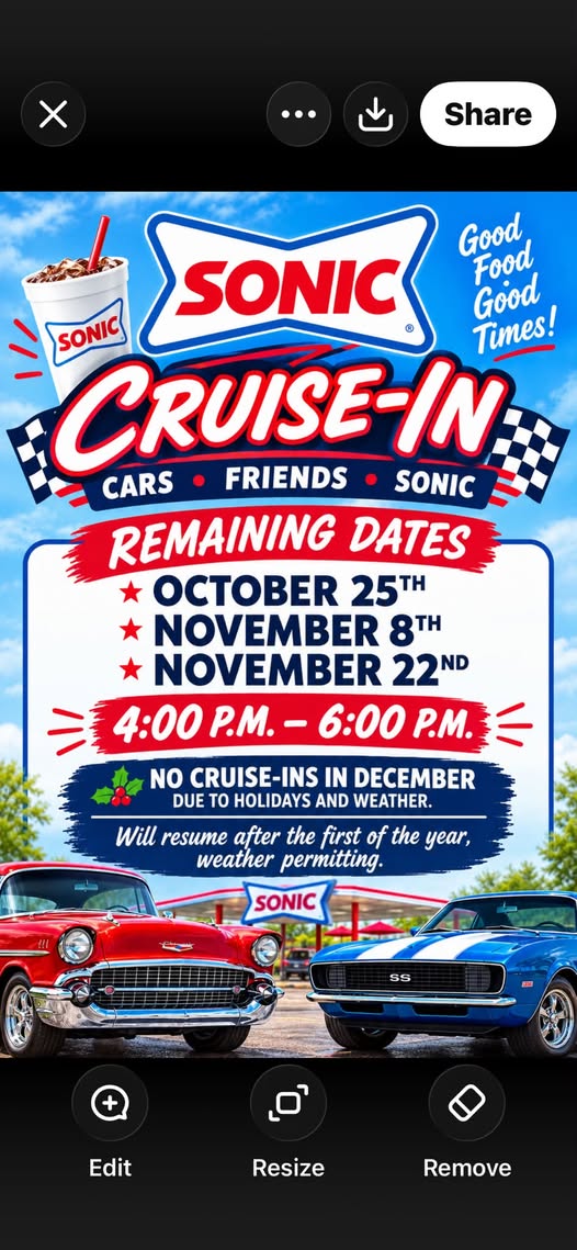 Flyer for Sonic Cruise-In