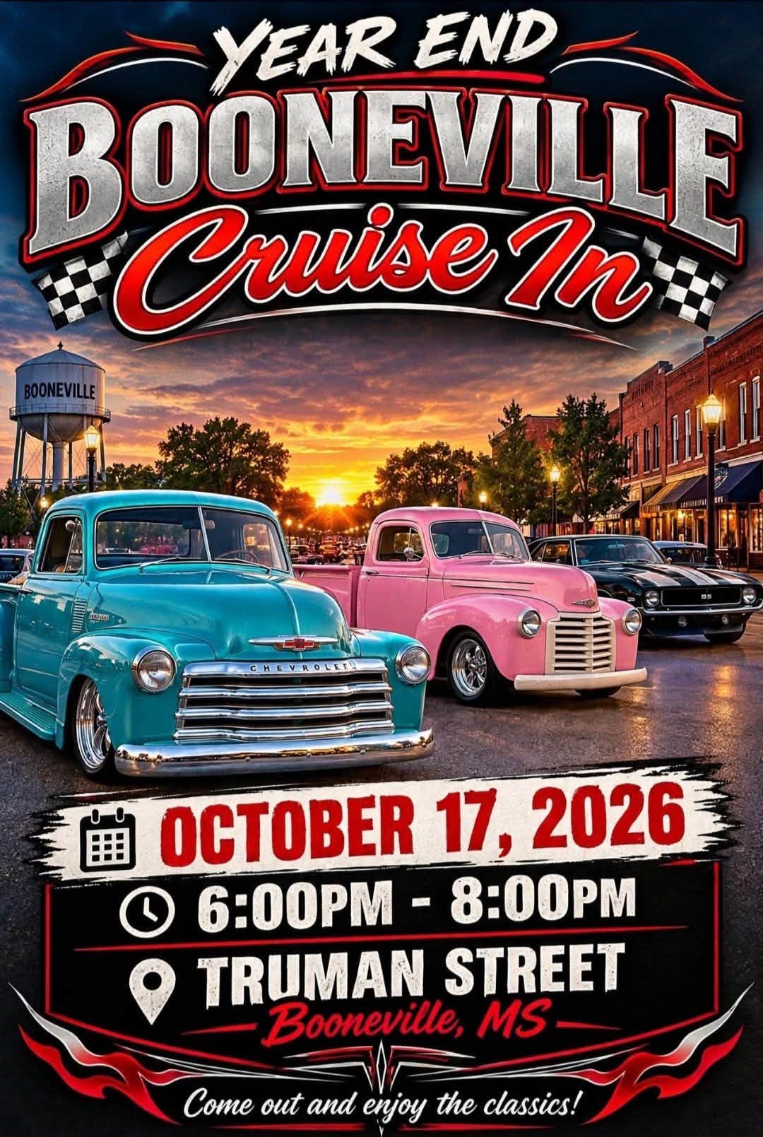 Flyer for Year End Booneville Cruise In