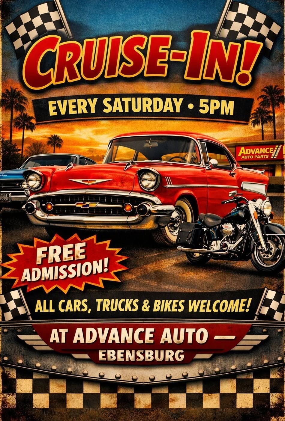 Flyer for Advance Auto Cruise-In Ebensburg