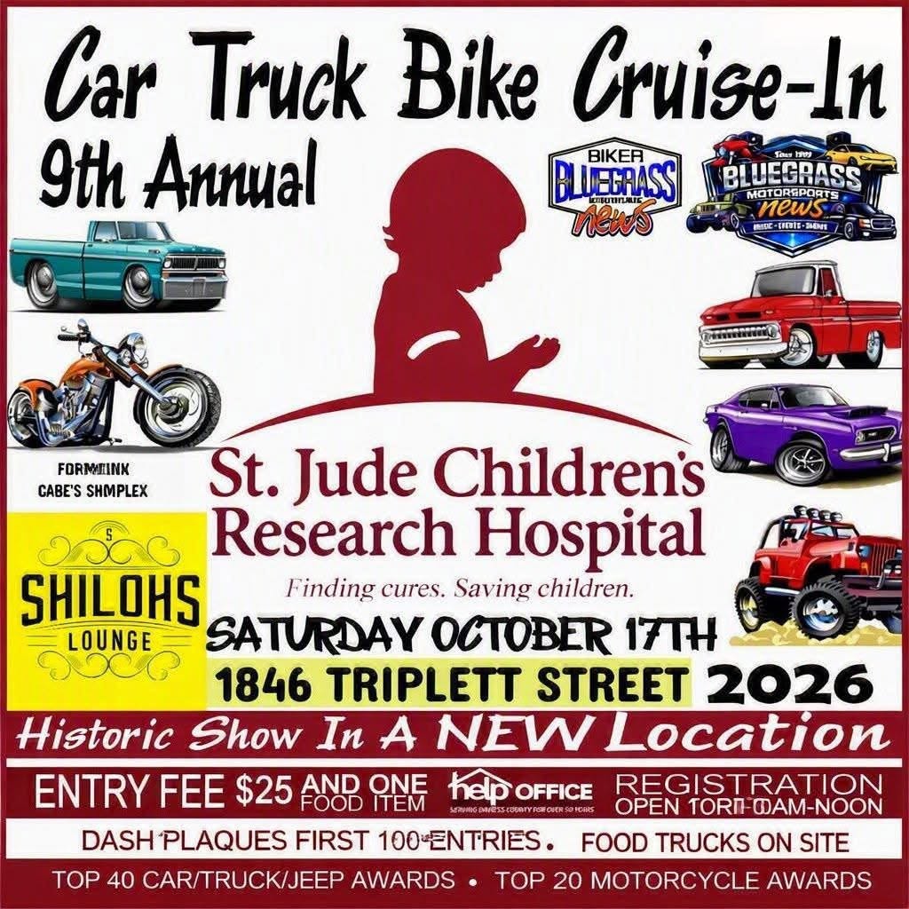 Flyer for St. Jude Children's Research Hospital Car Truck Bike Cruise-In