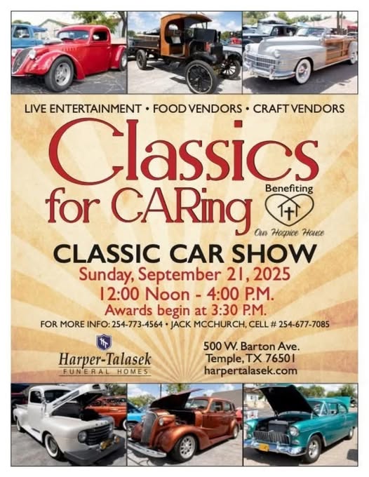 Flyer for Classics for CARing Classic Car Show