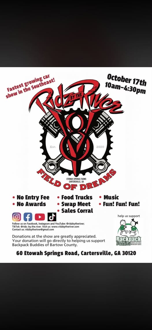 Flyer for Riddy the River Field of Dreams Car Show