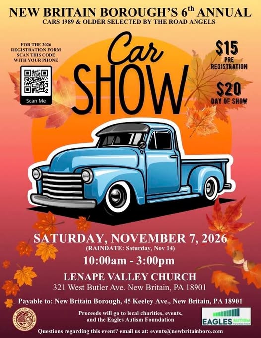 Flyer for New Britain Borough's 6th Annual Car Show