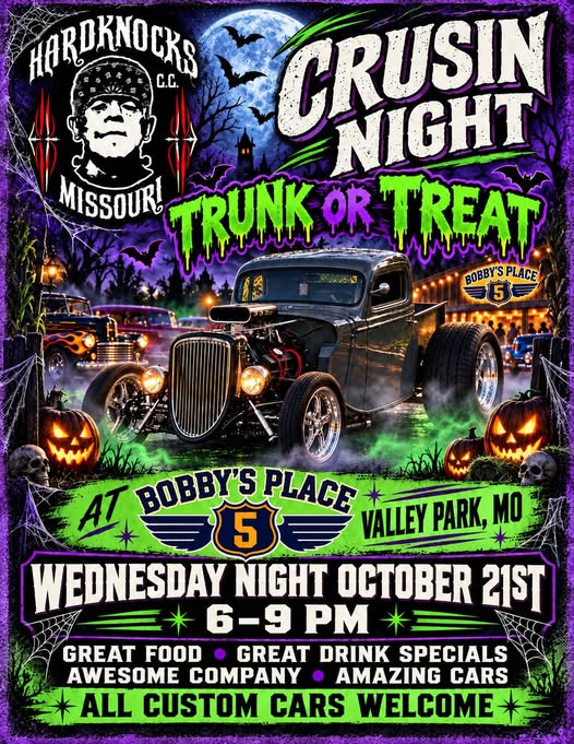 Flyer for Hardknocks CC Crusin Night Trunk or Treat