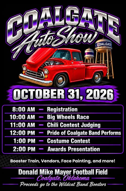 Flyer for Coalgate Auto Show