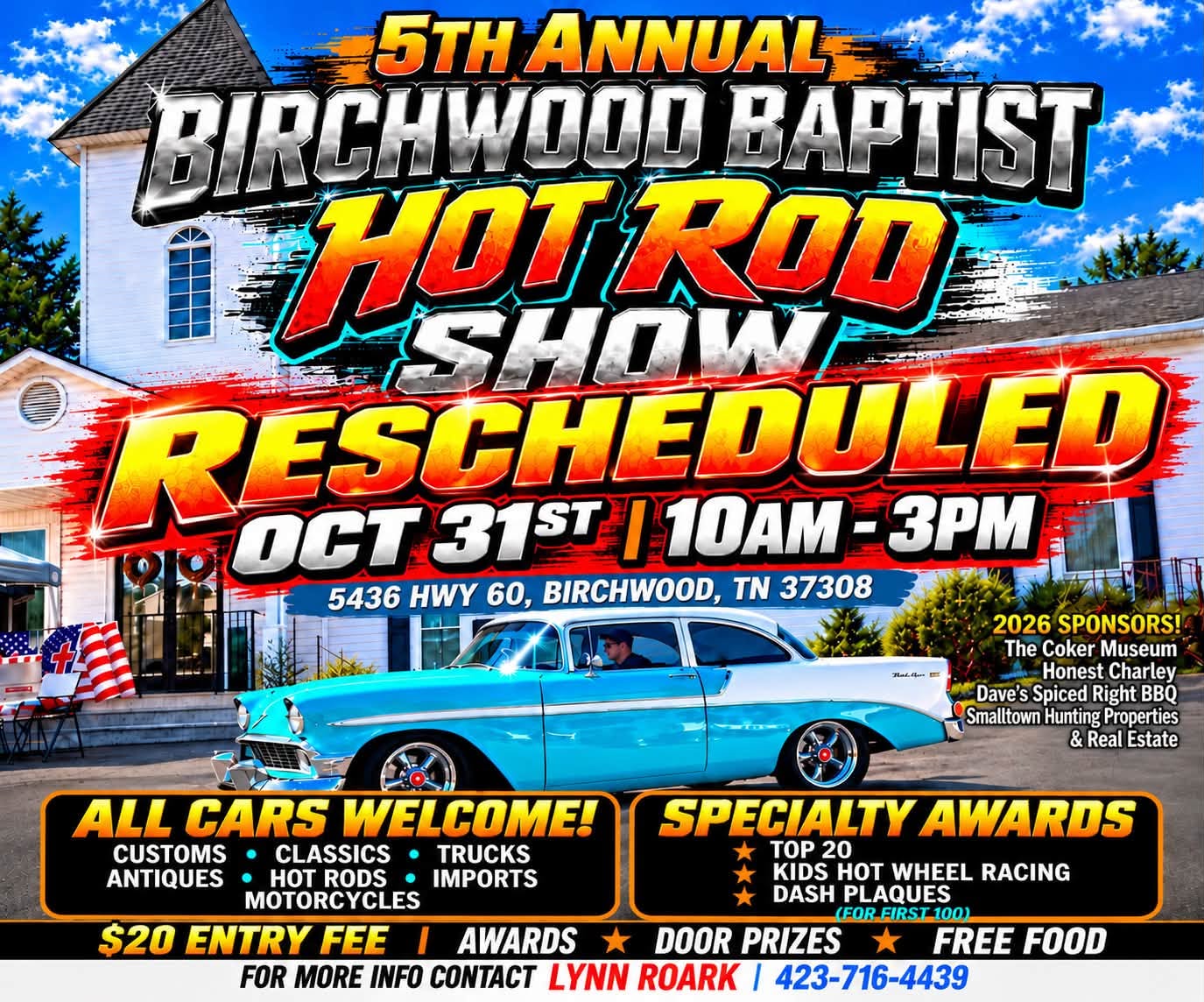 Flyer for 5th Annual Birchwood Baptist Hot Rod Show