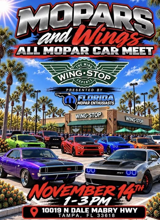 Flyer for Mopars and Wings All Mopar Car Meet