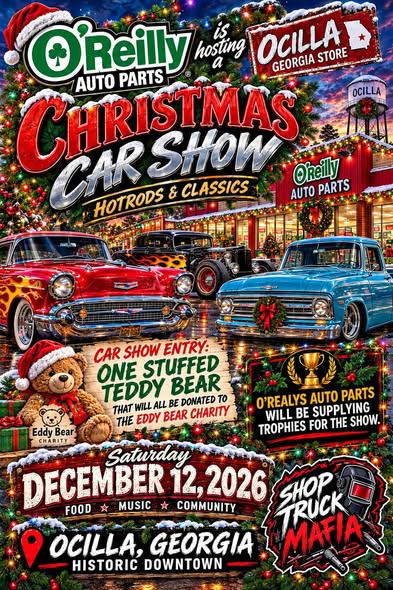 Flyer for O'Reilly Auto Parts Christmas Car Show