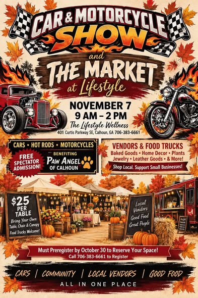 Flyer for Car & Motorcycle Show and The Market at Lifestyle