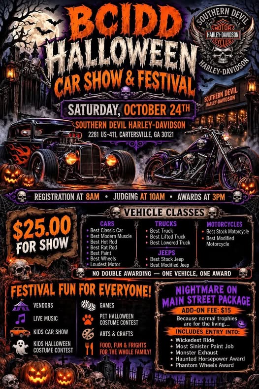 Flyer for BCJDD Halloween Car Show & Festival
