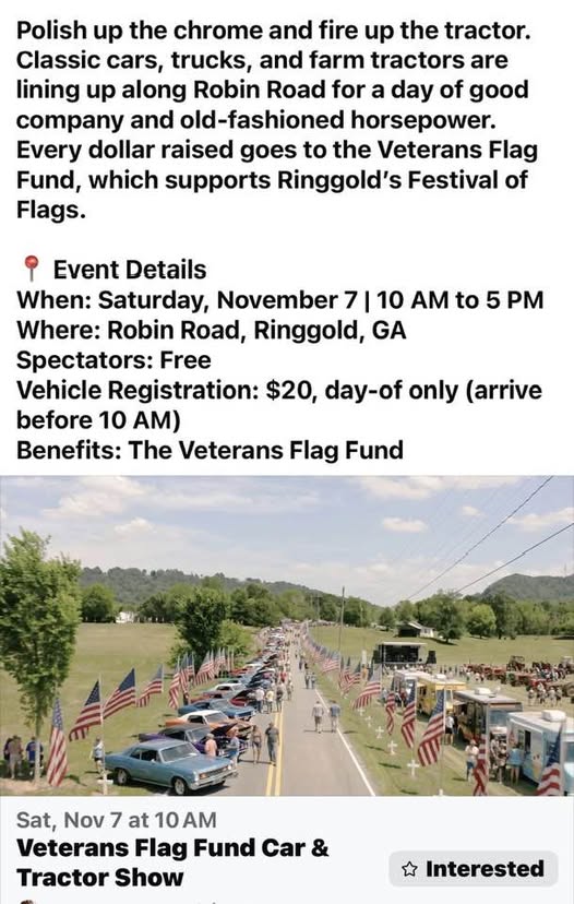 Flyer for Veterans Flag Fund Car & Tractor Show