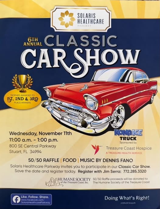 Flyer for Solaris Healthcare Parkway 6th Annual Classic Car Show