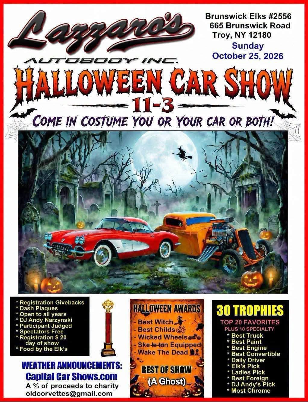 Flyer for Brunswick Elks #2556 Halloween Car Show
