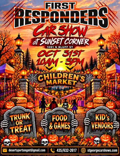 Flyer for First Responders Car Show at Sunset Corner