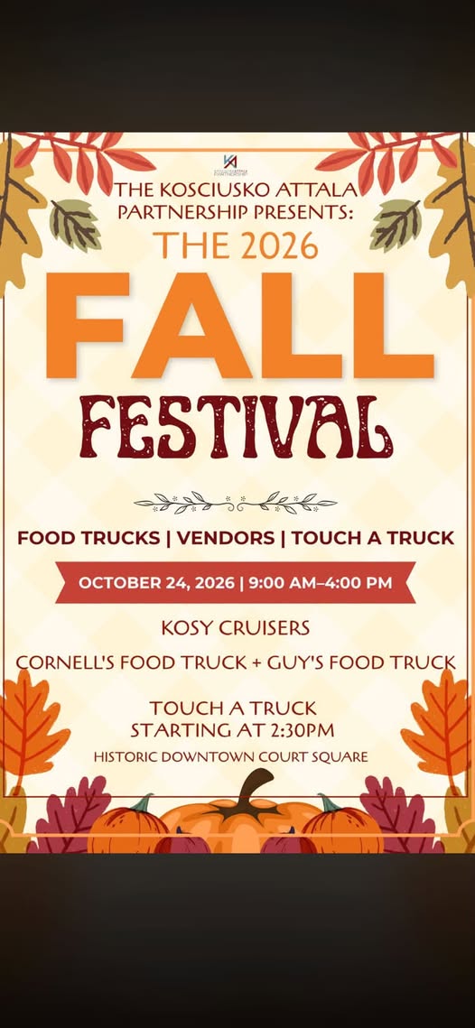 Flyer for The Kosciusko Attala Partnership 2026 Fall Festival
